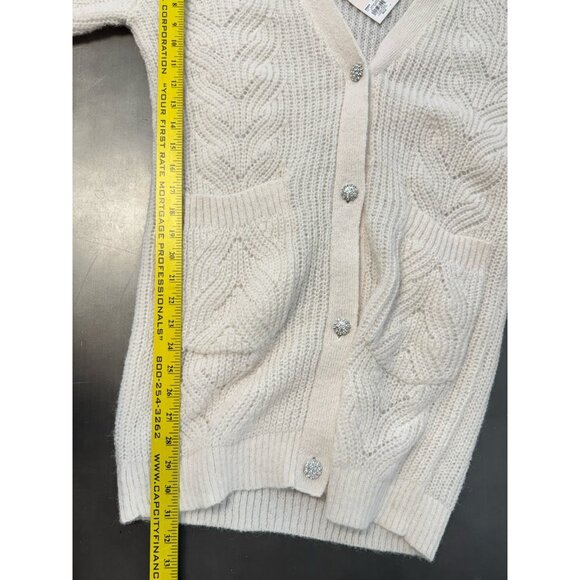 NEW Lauren Conrad Long Cardigan Layering Sweater Bare Linen Ivory V-Neck Small - Picture 11 of 11